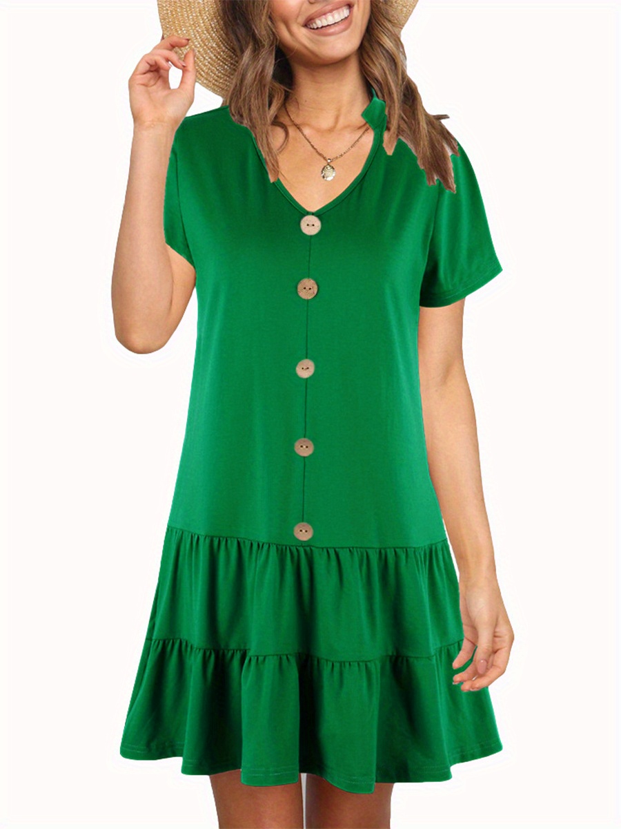 Solid Ruched Dress Casual V Neck Short Sleeve Mini Dress Temu