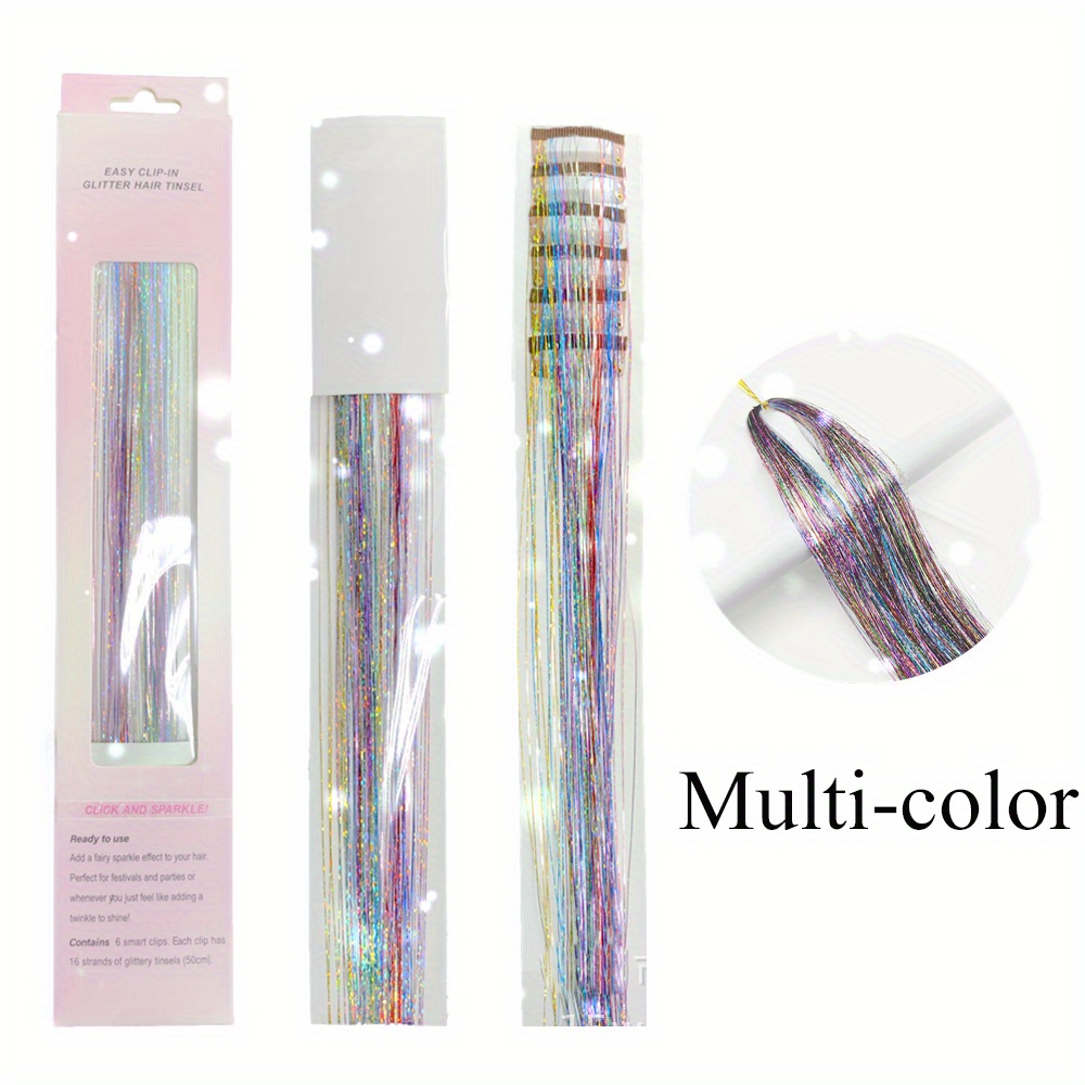 Multi color Hair Tinsel Kit Extensions Holographic Hair - Temu