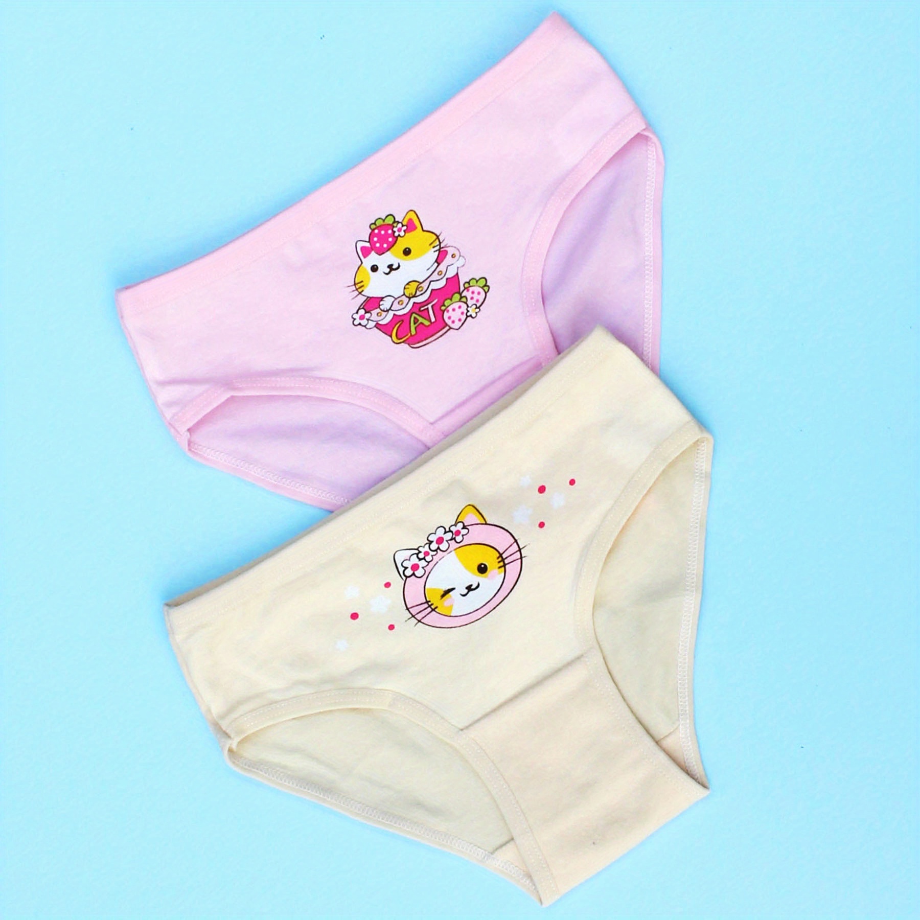 Cute Cat Print Girls Underwear Breathable Comfortable Girls - Temu