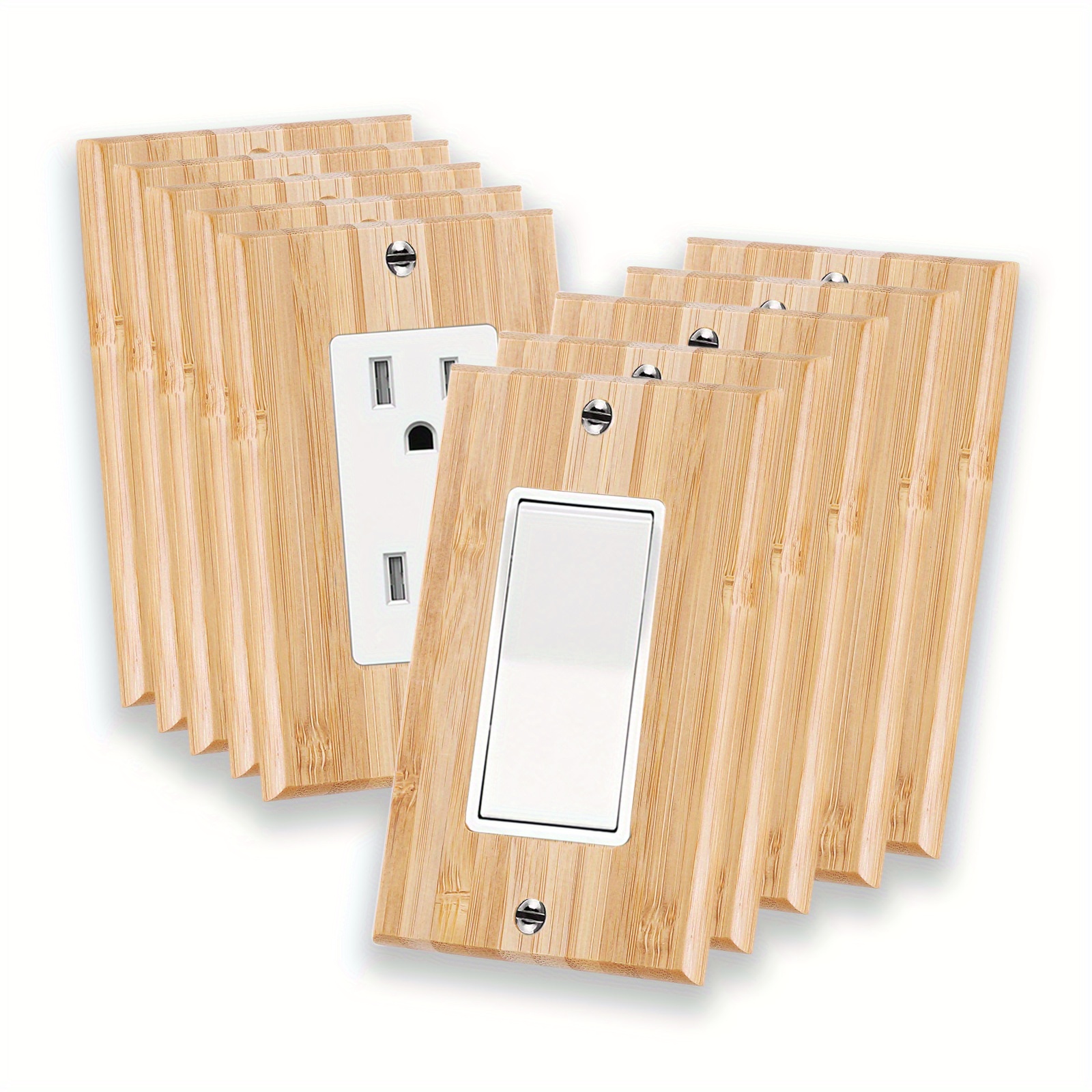 Solid Wood Outlet Covers Light Switch Plate Bamboo Light - Temu