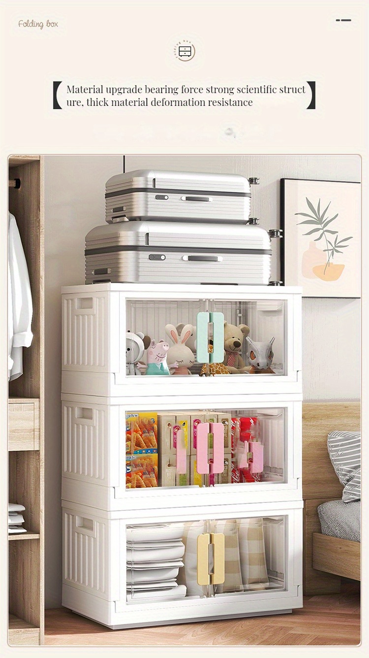 Large Capacity Folding Storage Cabinet With Wheels - Double Open Door  Clothes, Sundries, And Toy Organizer For Home - Temu Cyprus
