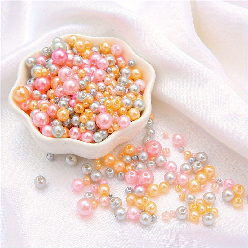 Mix Size Abs Colorful Round Imitation Pearls Beads With Hole - Temu