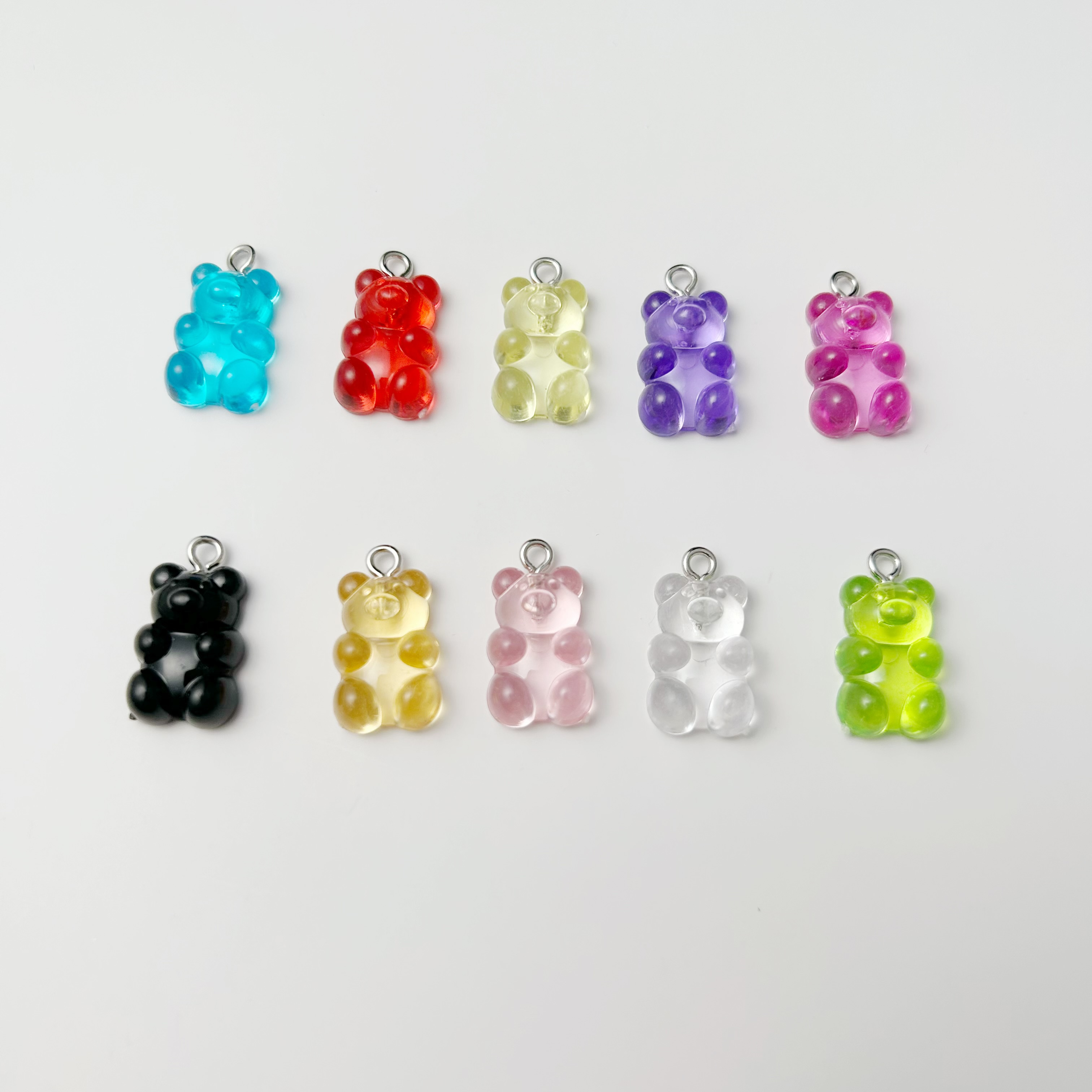 160Pcs Transparent Gummy Bear Beads Mixed Iridescent AB Candy Bear Charm  Beads Resin Animal Beads For Jewelry Making DIY Crafting