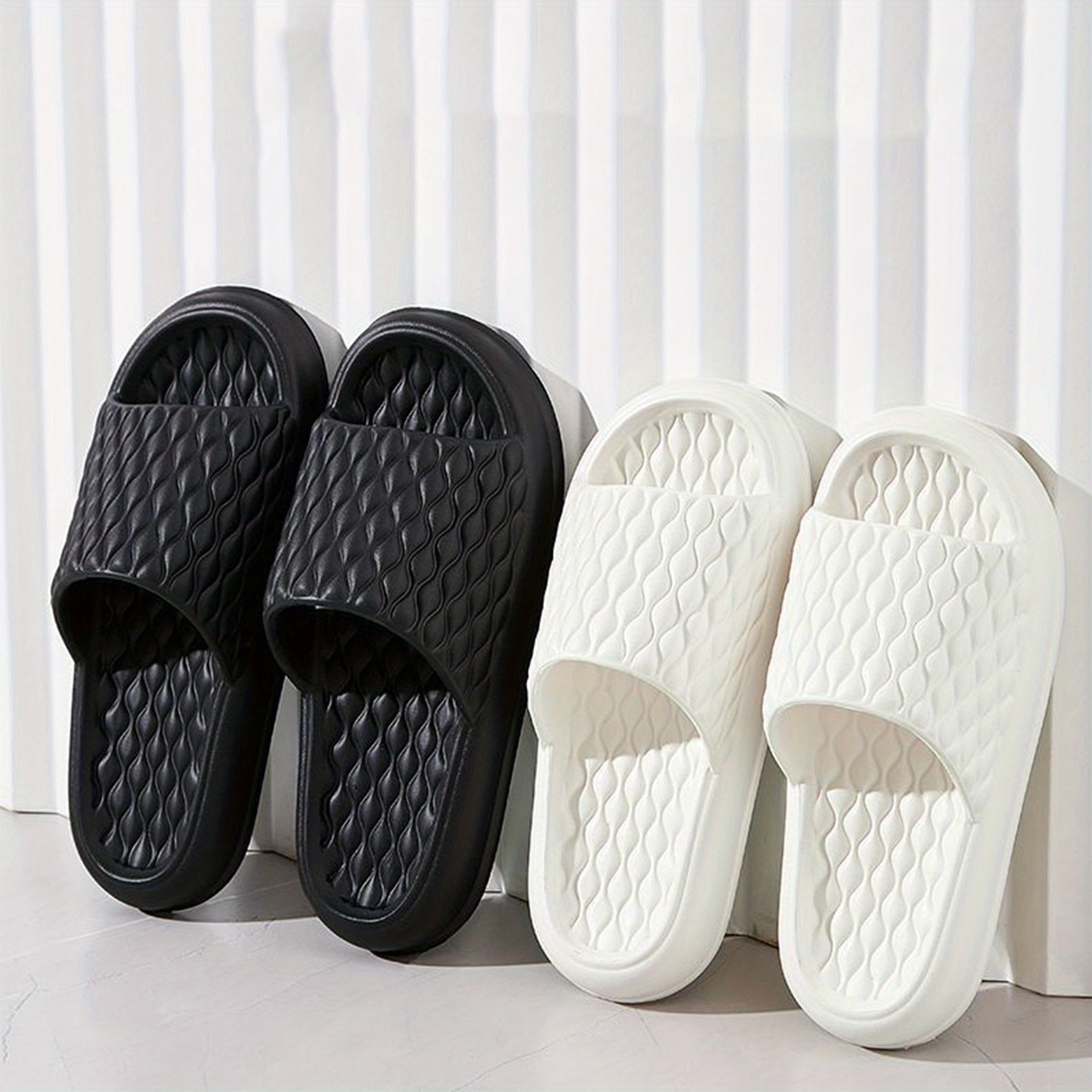 Men's Trendy Solid Color Slip On Soft Platform Eva Slides, Open Toe  Anti-skid House Shoes - Temu