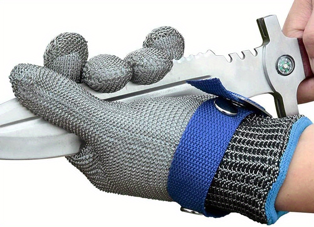 Cut Resistant Gloves-Stainless Steel Wire Metal Mesh Butcher Safety Work Gloves for Meat Cutting, Fishing (M 2pcs)