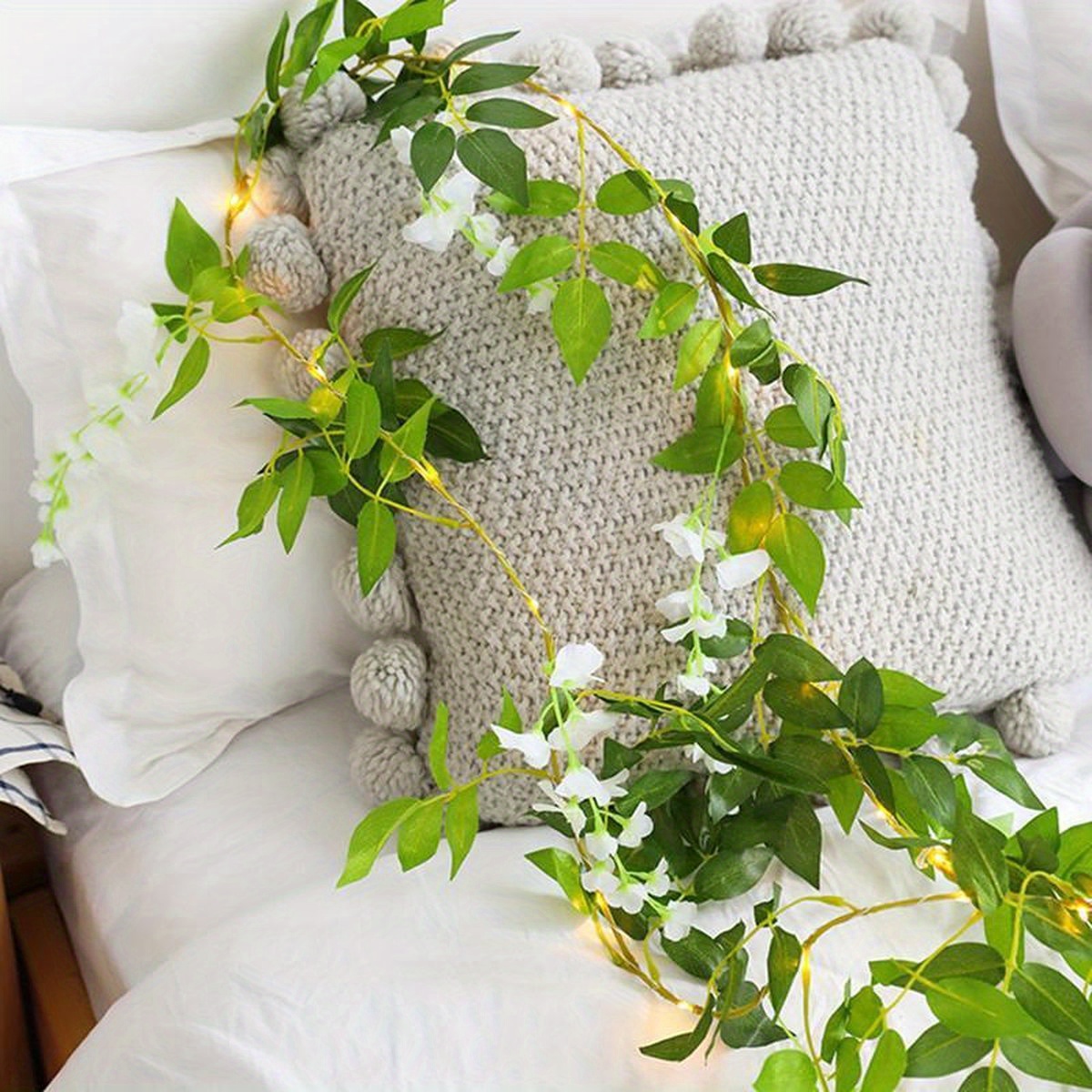 Led Wisteria Decor String Light ( 20 Led) White Flower Vine Temu