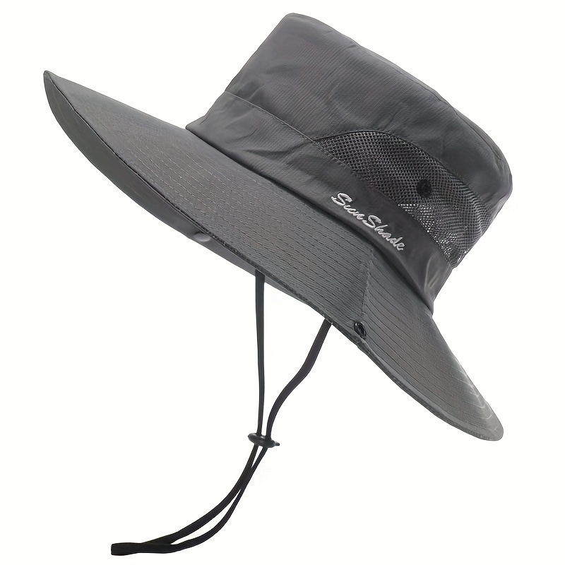 Wide Brim Ponytail Bucket Hat Mesh Breathable Uv Protection - Temu