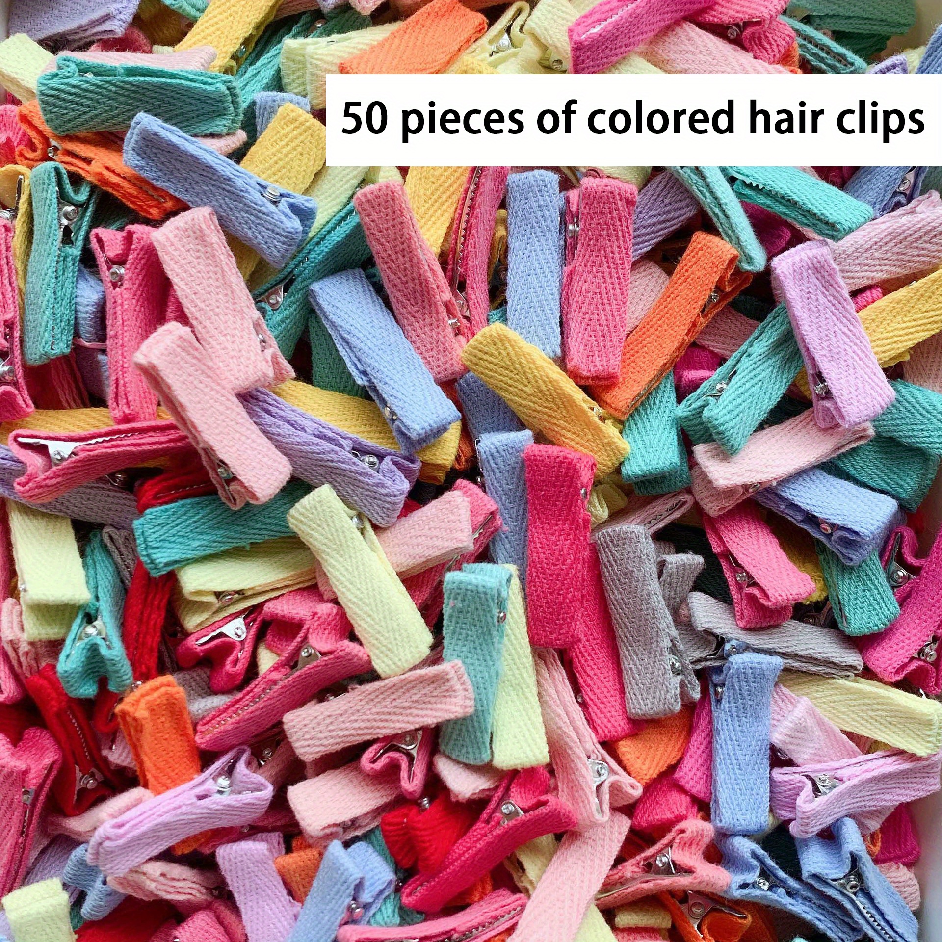 TEMU 50pcs Fabric Full Cover Duckbill Clip Colorful Small Hairpins Stylish Dopamine Colorful Side Hair Clip