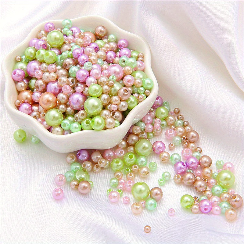 Mix Size Abs Colorful Round Imitation Pearls Beads With Hole - Temu