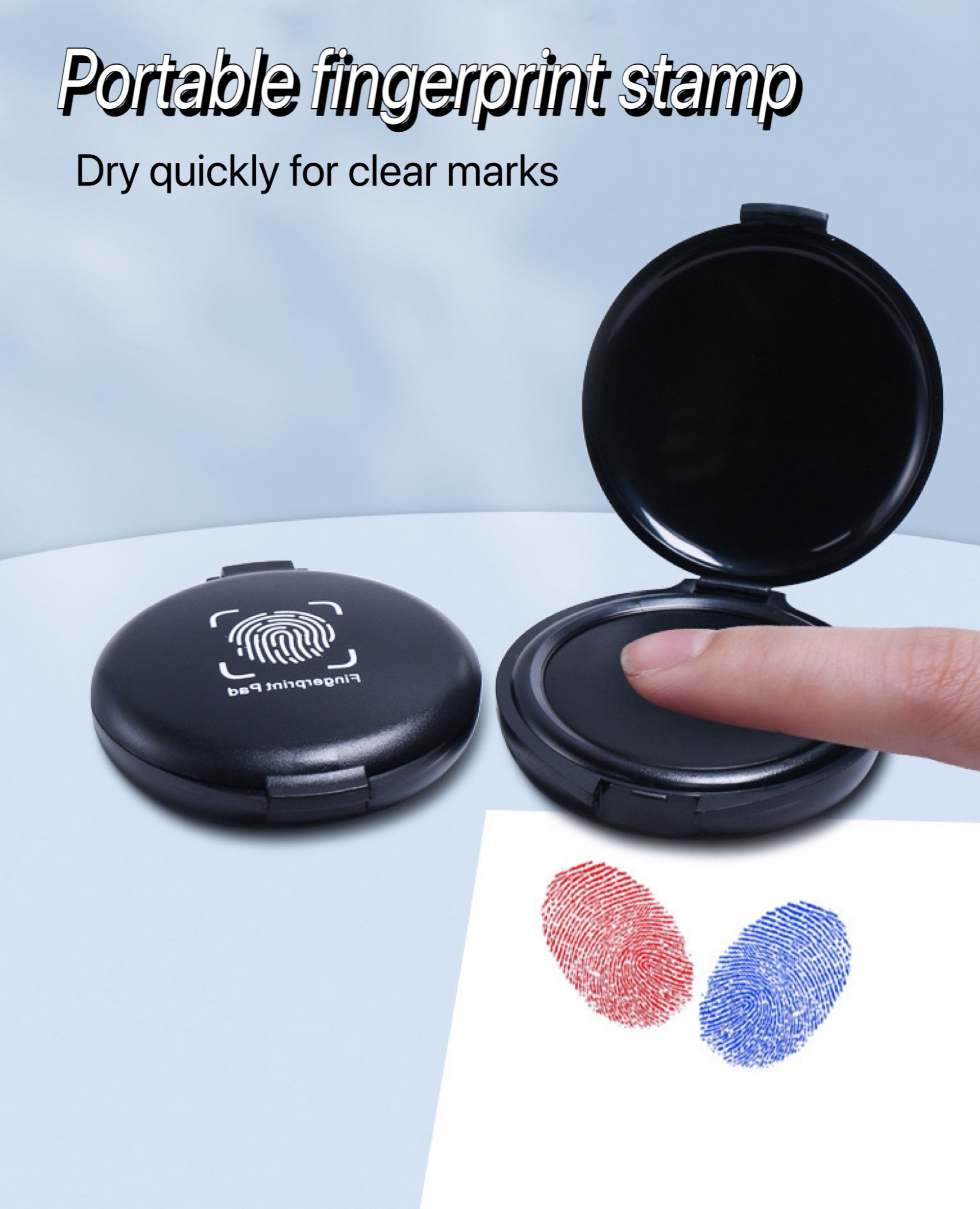 20 Pcs Fingerprint Fingerprint Ink Pad Mini Black Stamp Ink Pad Notary  Supplies Identification Secu