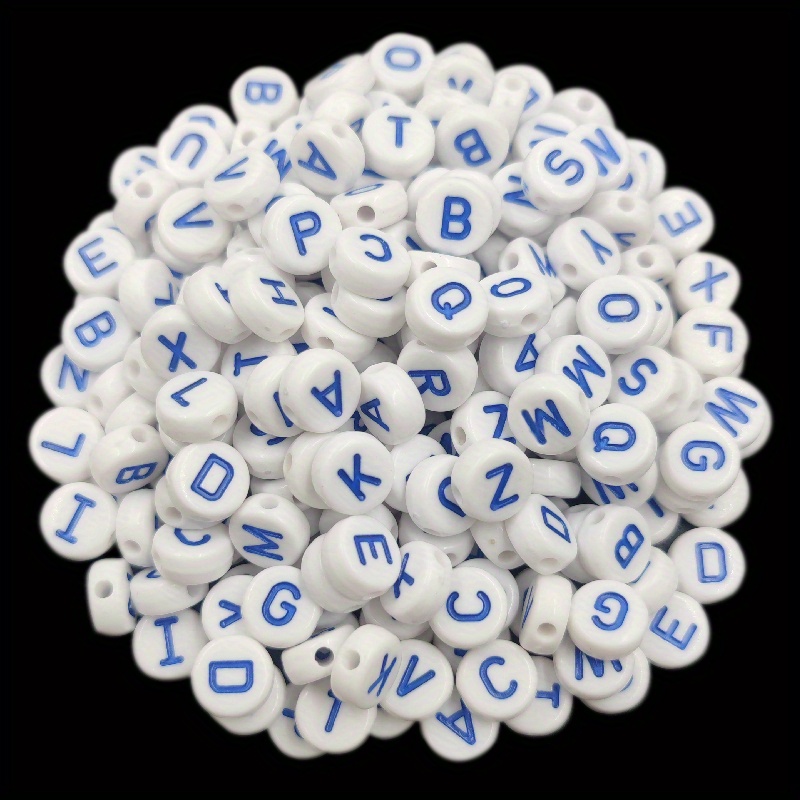 Acrylic Round Beads Washed Mixed White Color Letters Round - Temu