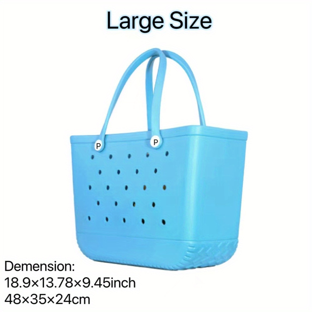 Solid Color Portable Tote Bag, Large Capacity Outdoor Beach Bag, Waterproof  Washable Handbag For Women - Temu Philippines