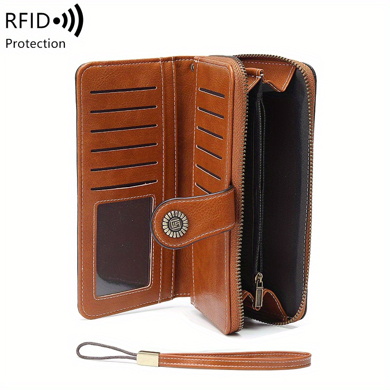 Multi Colour Leather Womens Wallet / RFID Zip Around Wallet 