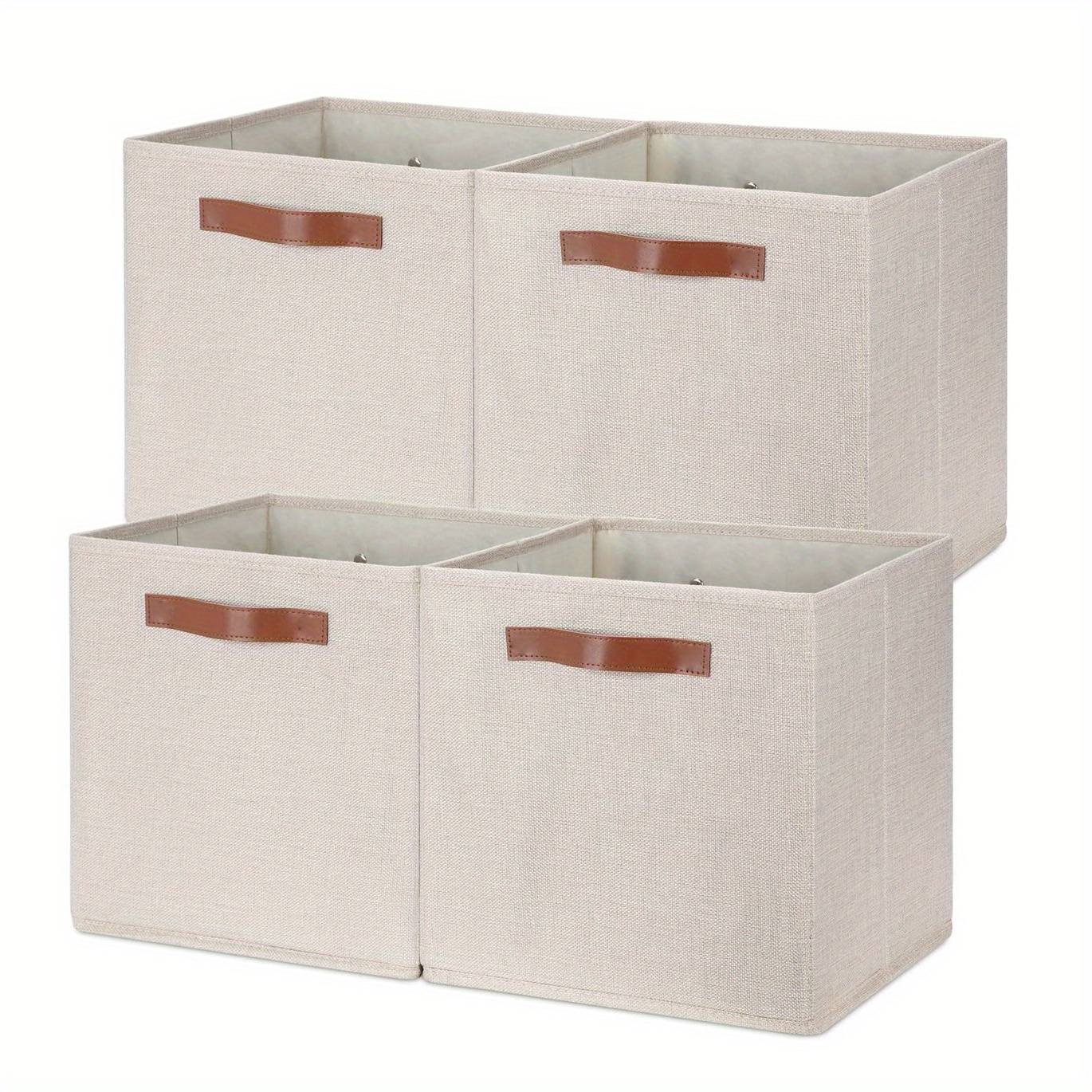 4pcs Cube Storage Box Fabric Basket With Handles Foldable Organizer 11 Inch