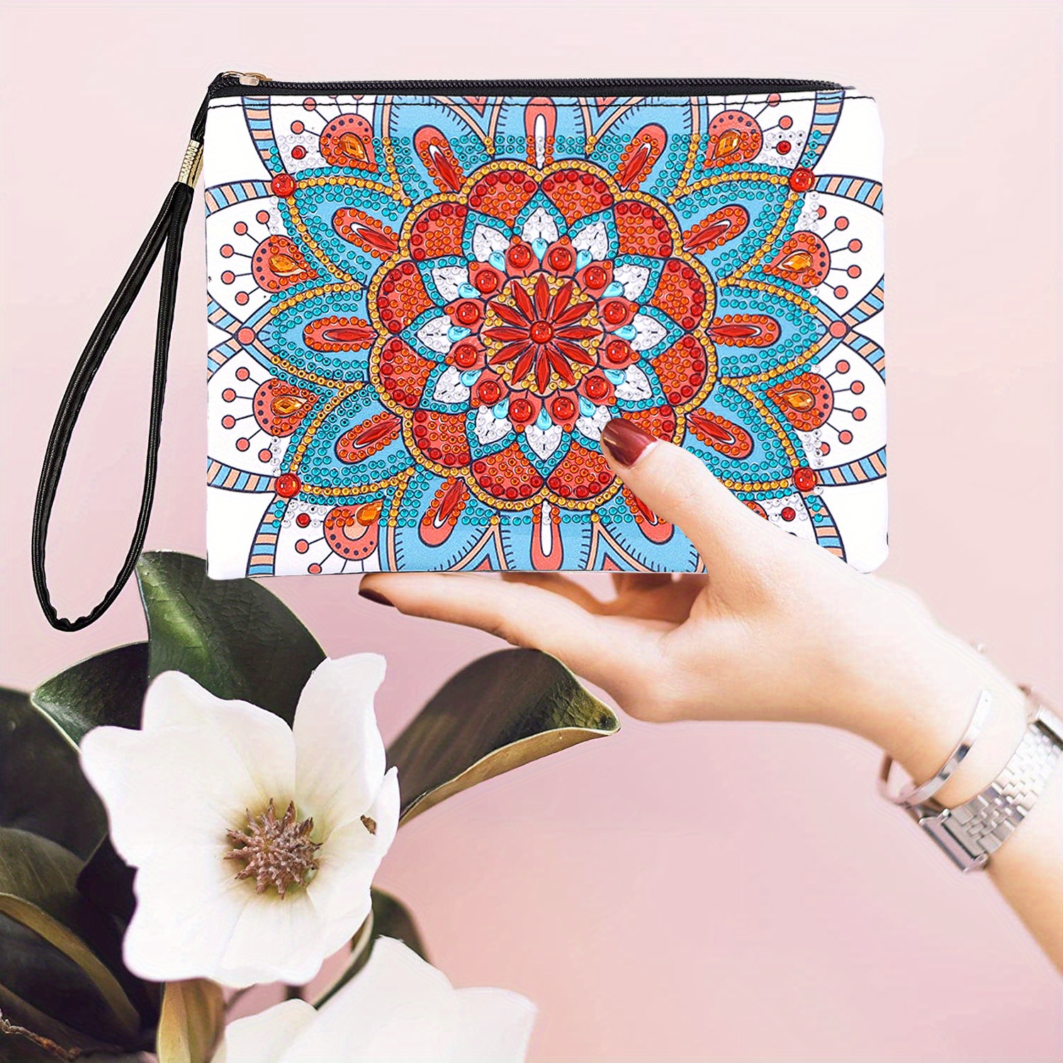 Mandala Painting Kit Floral Style Diy Diamond Painting Handbag 5d Diy  Diamond Painting Clutch Handbag Handmade Diamond Art Wristband Clutch Bag  With Zipper - Temu United Kingdom