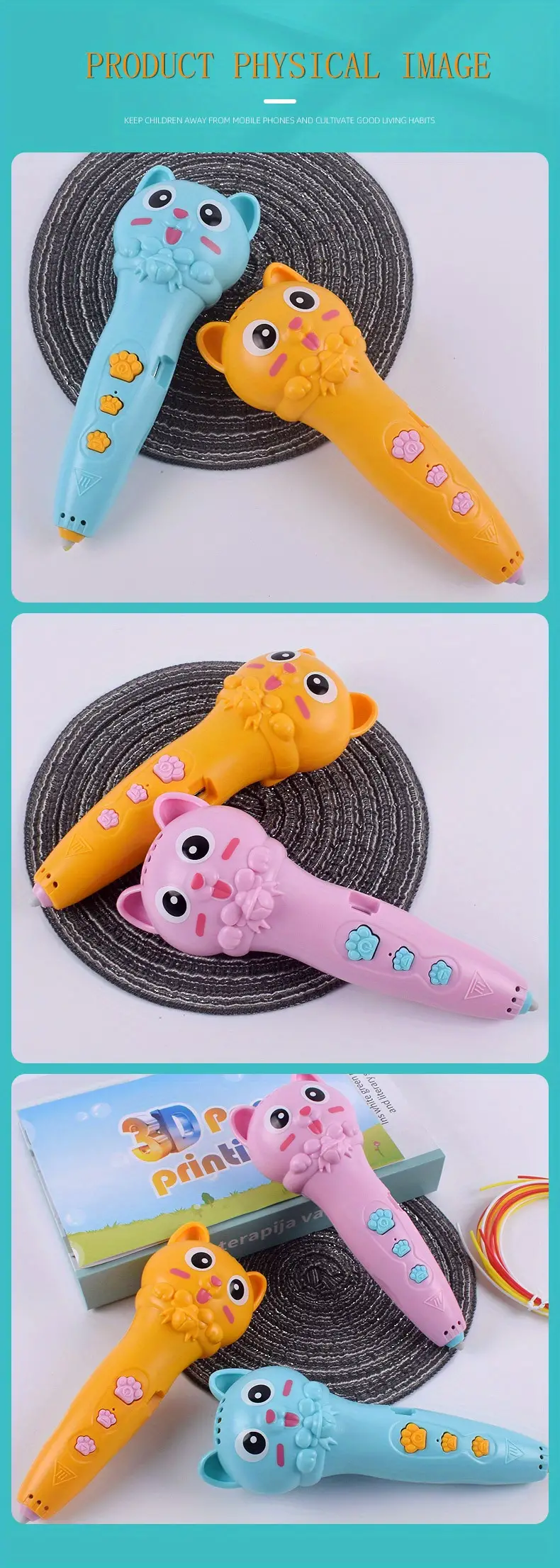 low temperature 3d printing pen usb charging wireless graffiti student handmade girl childrens toys pcl low temperature environmental protection consumables details 8