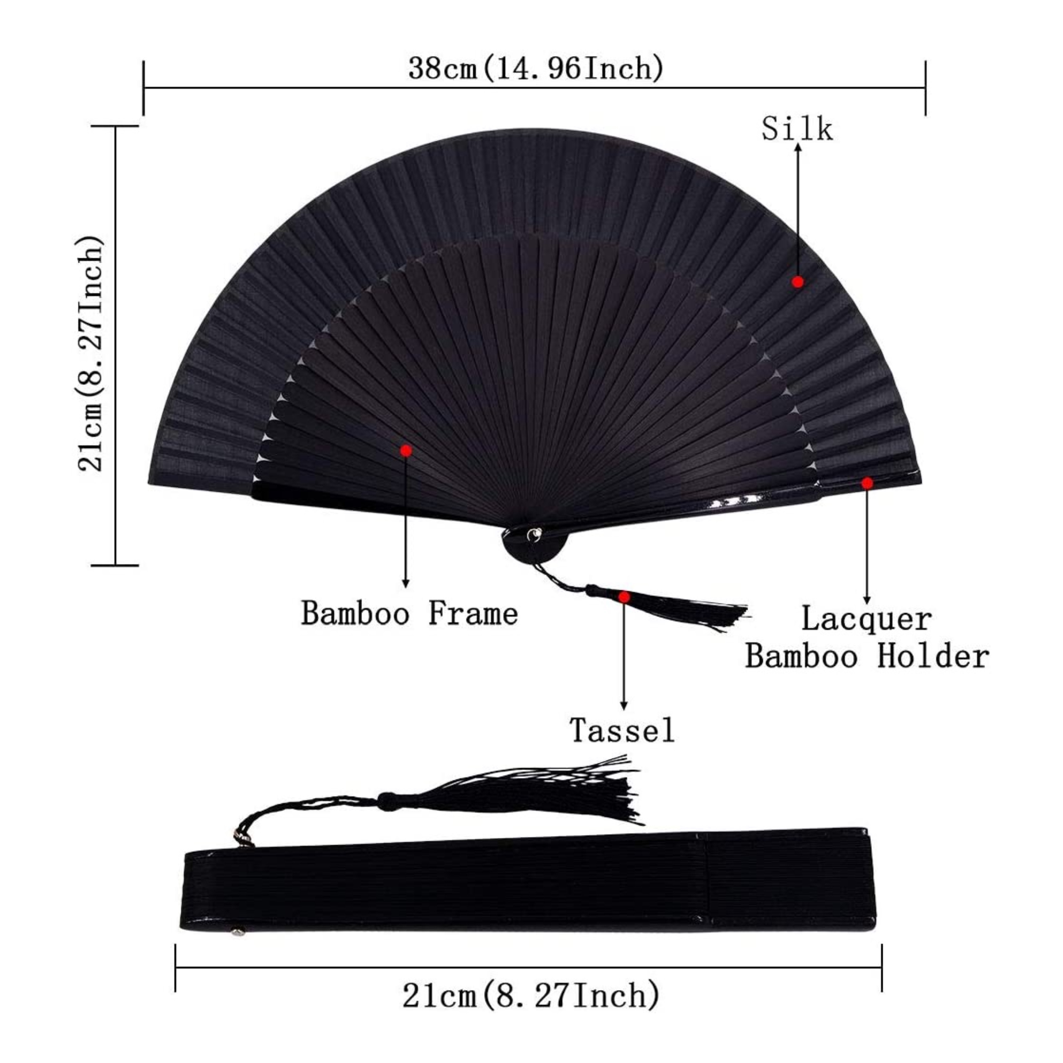 8.27 Inches (21 Cm) Handheld Fan Bamboo Folding Fan Chinese/Japanese Charming And Elegant Retro Style Fan details 6