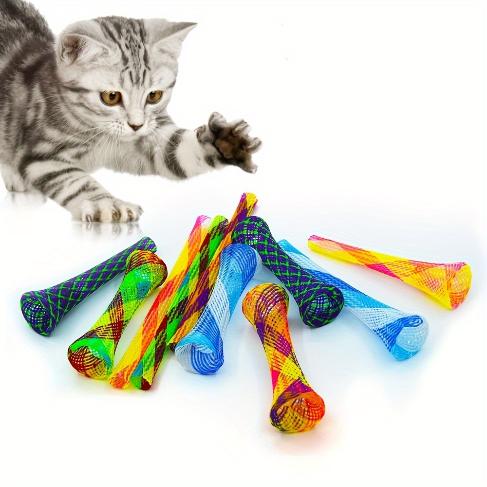 colorful cat spring tube toy keep indoor cat entertained Temu