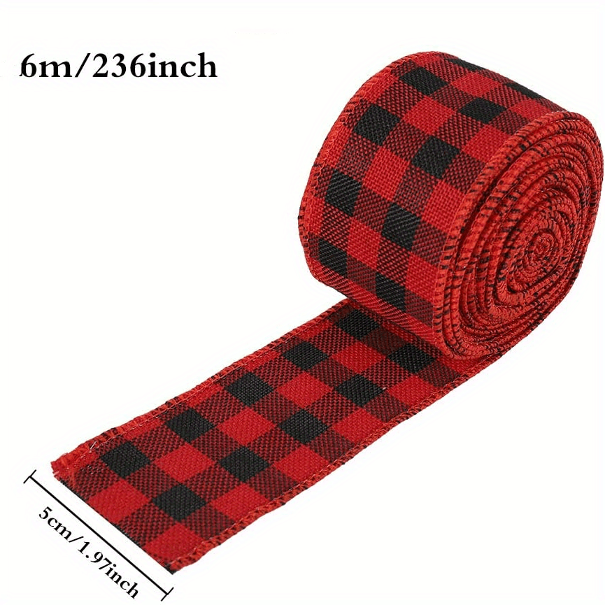 4 Wired Red/Green/White Christmas Plaid Burlap Ribbon 25 Yards