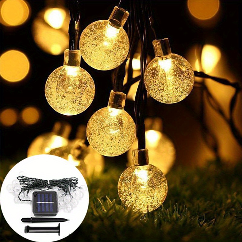 100 Big Bulb Solar Crystal Ball Bubble Light String - Temu