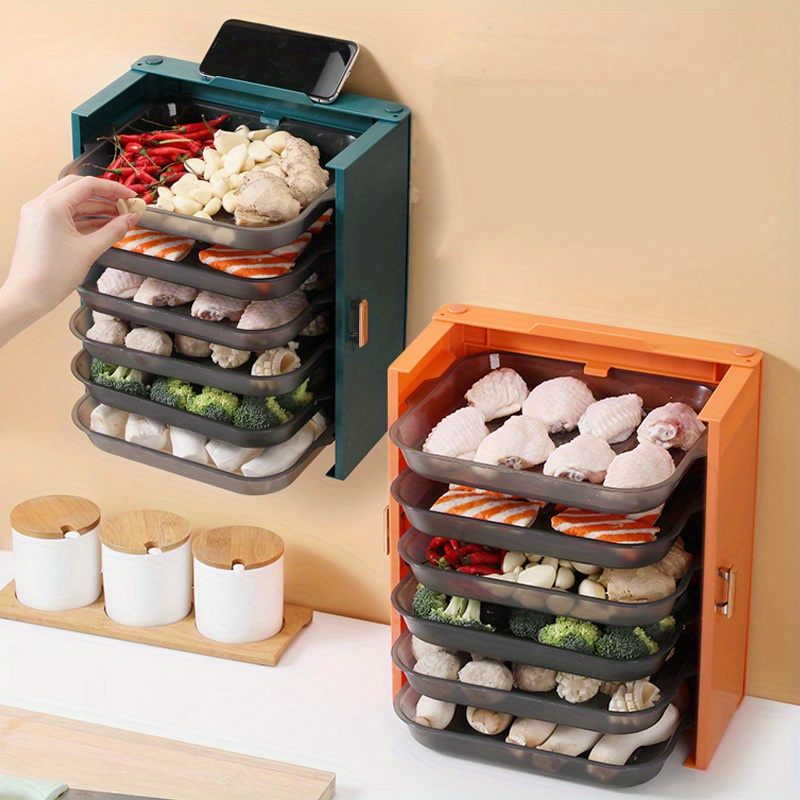 1pc Multifunctional Kitchen Storage Rack Double Layer Plastic Kitchen  Seasoning Organizer Detachable Tool Holder With Multiple Holes