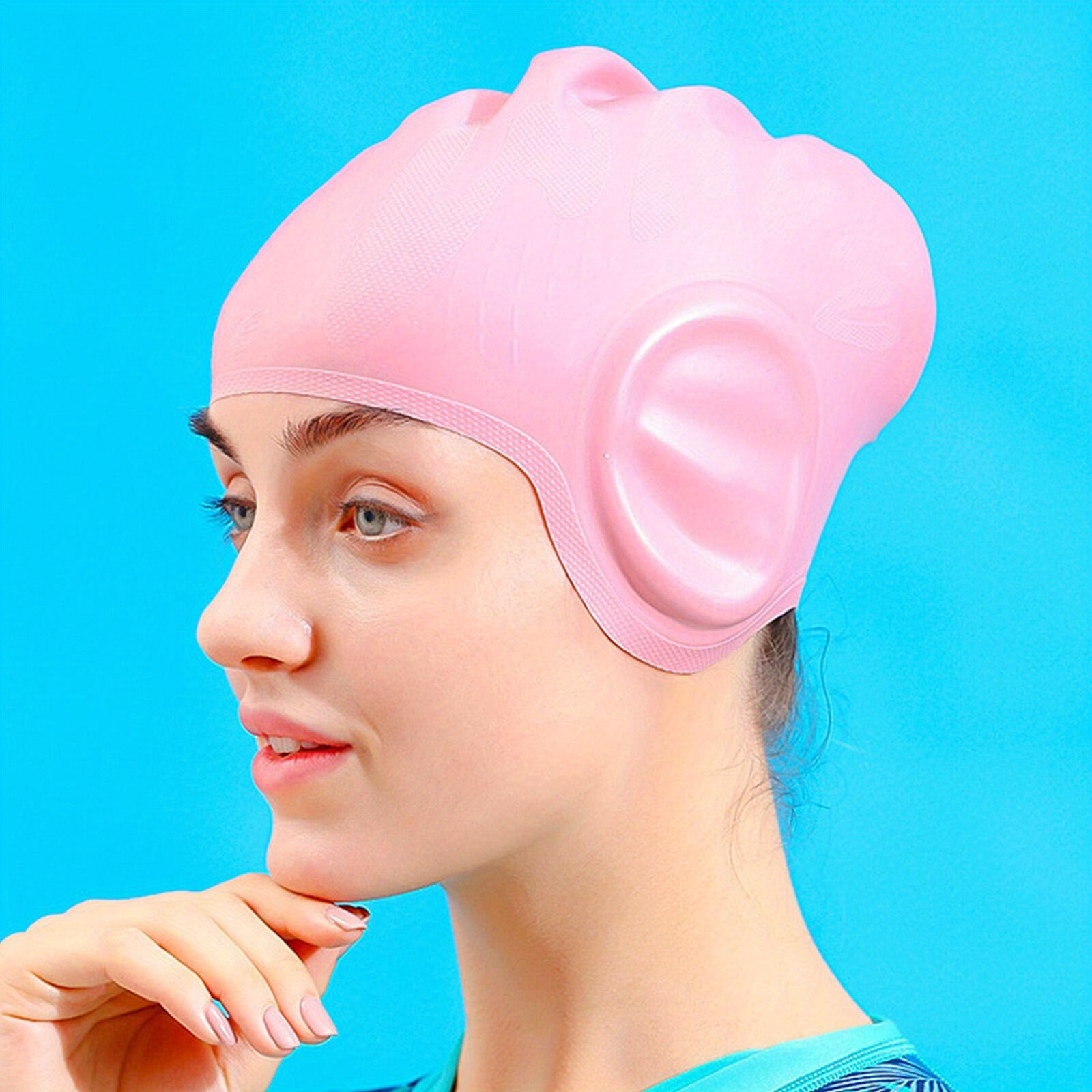 Bonnet de bain 3D pour homme et femme - Bonnet de bain en silicone  imperméable - Convient aux
