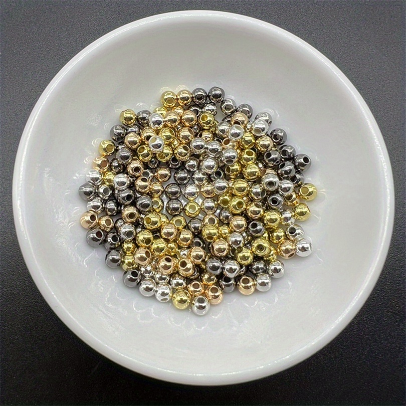 Golden Color Ccb Ball Beads Round Loose Bead Metalic Color - Temu