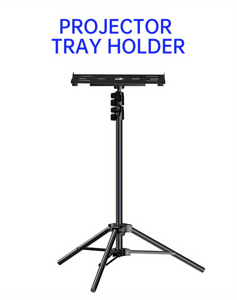 thumbnail image 2 of Adjustable Projector Stand With Wheels - 39 To 63" Height Tripod With Laptop Tray & Phone Holder 2 of 10