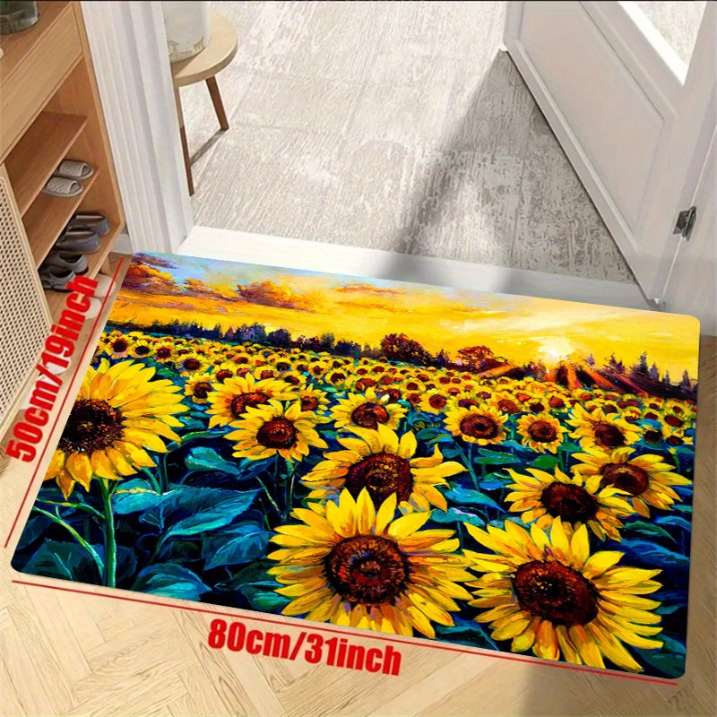 Juego de alfombras y tapetes de cocina de girasol, para cocina, de grano de  madera, retro, girasol, juego de alfombras de cocina, antideslizantes