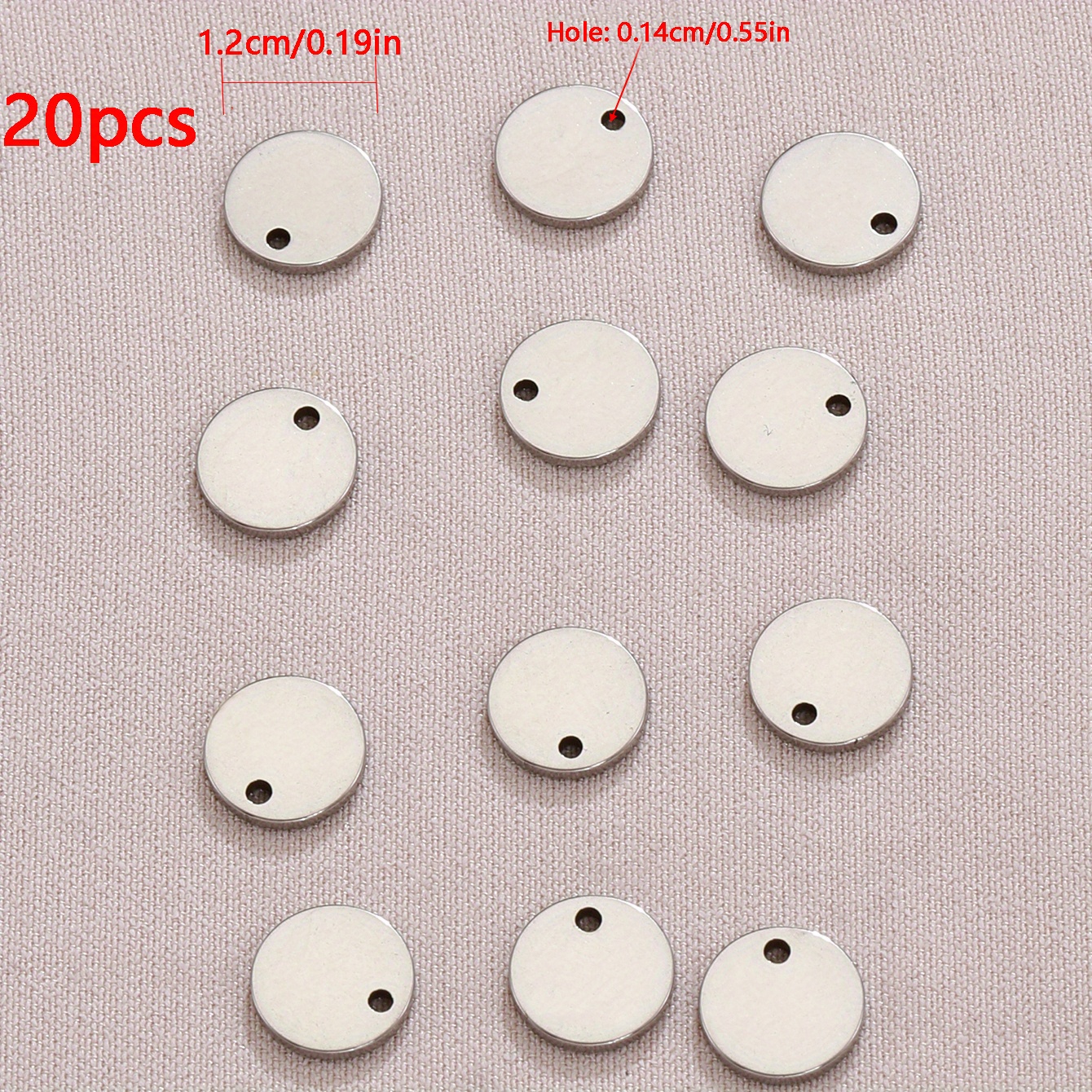 TEMU 20pcs de color acero dorado 0.8/1.0/1.2cm, 0.31/0.39/0.47inch etiquetas de encanto de acero inoxidable para estampado de joyas de pulsera DIY