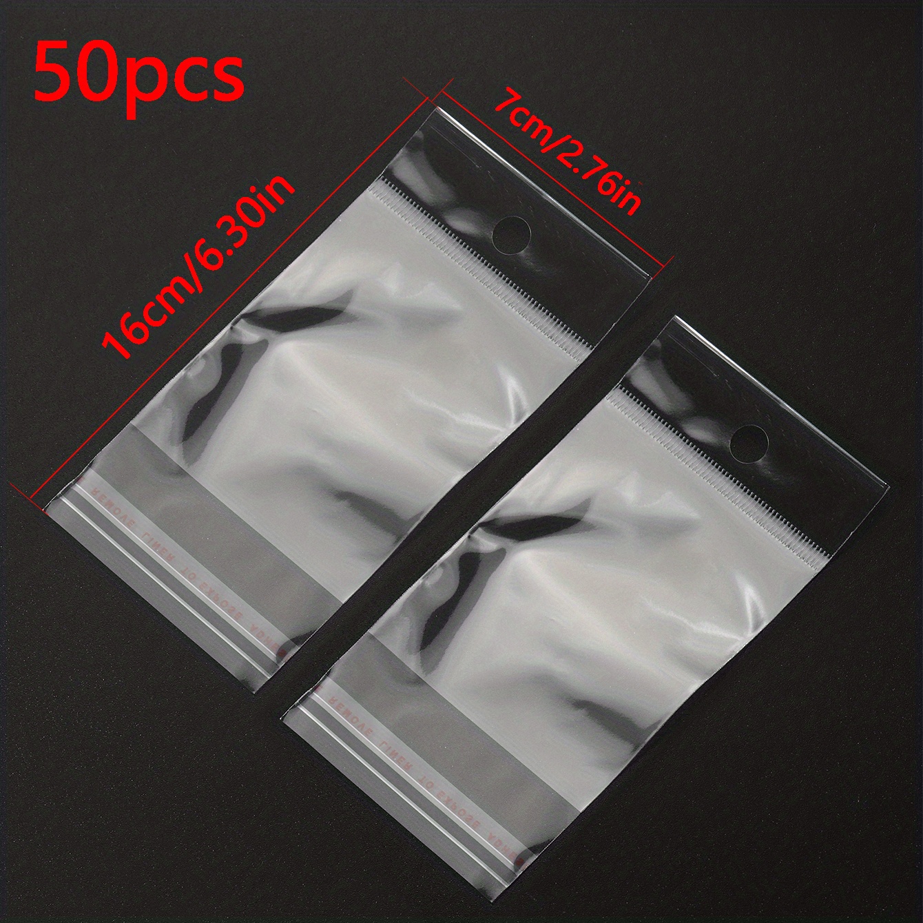 50pcs Jewelry PVC Storage Bags, Self Seal Small