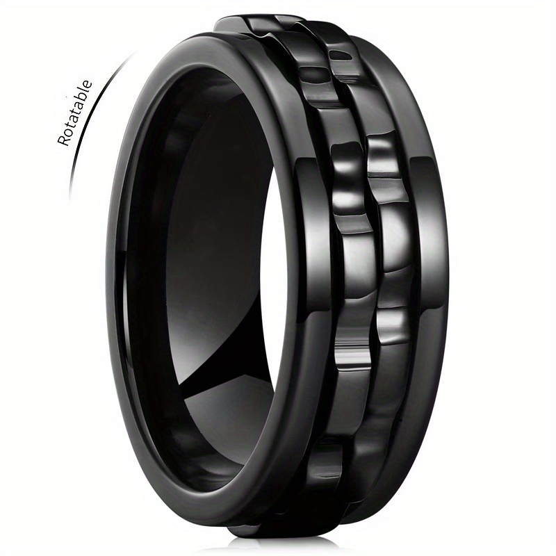 Black Multiple Colors Optional Gear Rotatable Men's Ring Temu