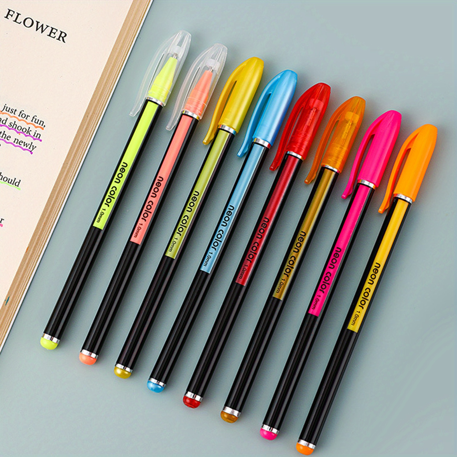 GLAZU 60 PCs Neon Color Ink Pens Set for Coloring