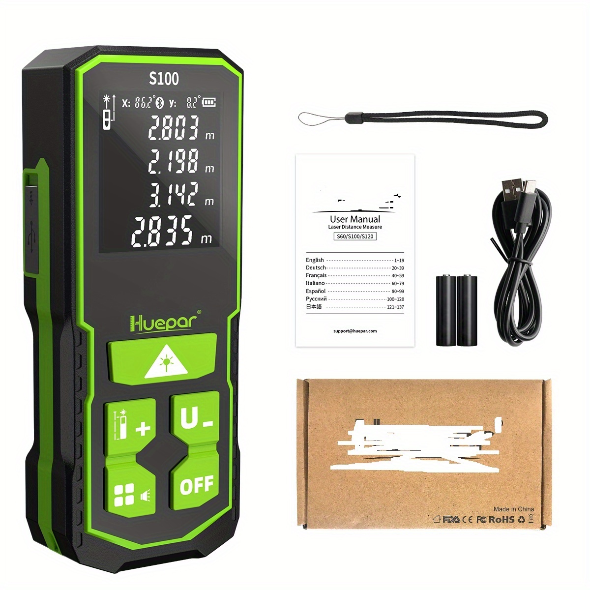 Huepar DT30 - 60M Laser Tape Measure Digital Distance Meter