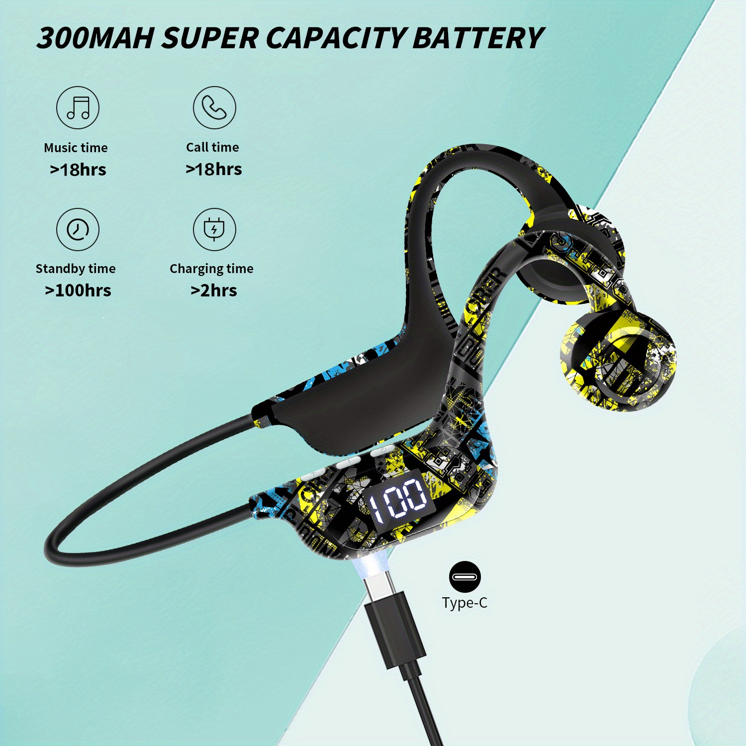 Bone Conduction Wireless Earphones V5.3 Neck Mounted Ultra Temu