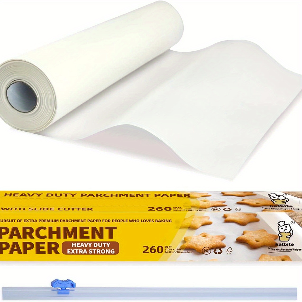 Unbleached 15 x 200 ft Parchment Baking Paper Roll - 250 Sq.Ft for Baking,  Cooking, Grilling, Air Fryer and Steaming