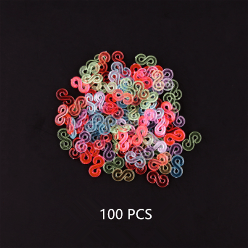 SDJMa 300 Pcs Loom Rubber Bands S Clips Clear Plastic Band Clips