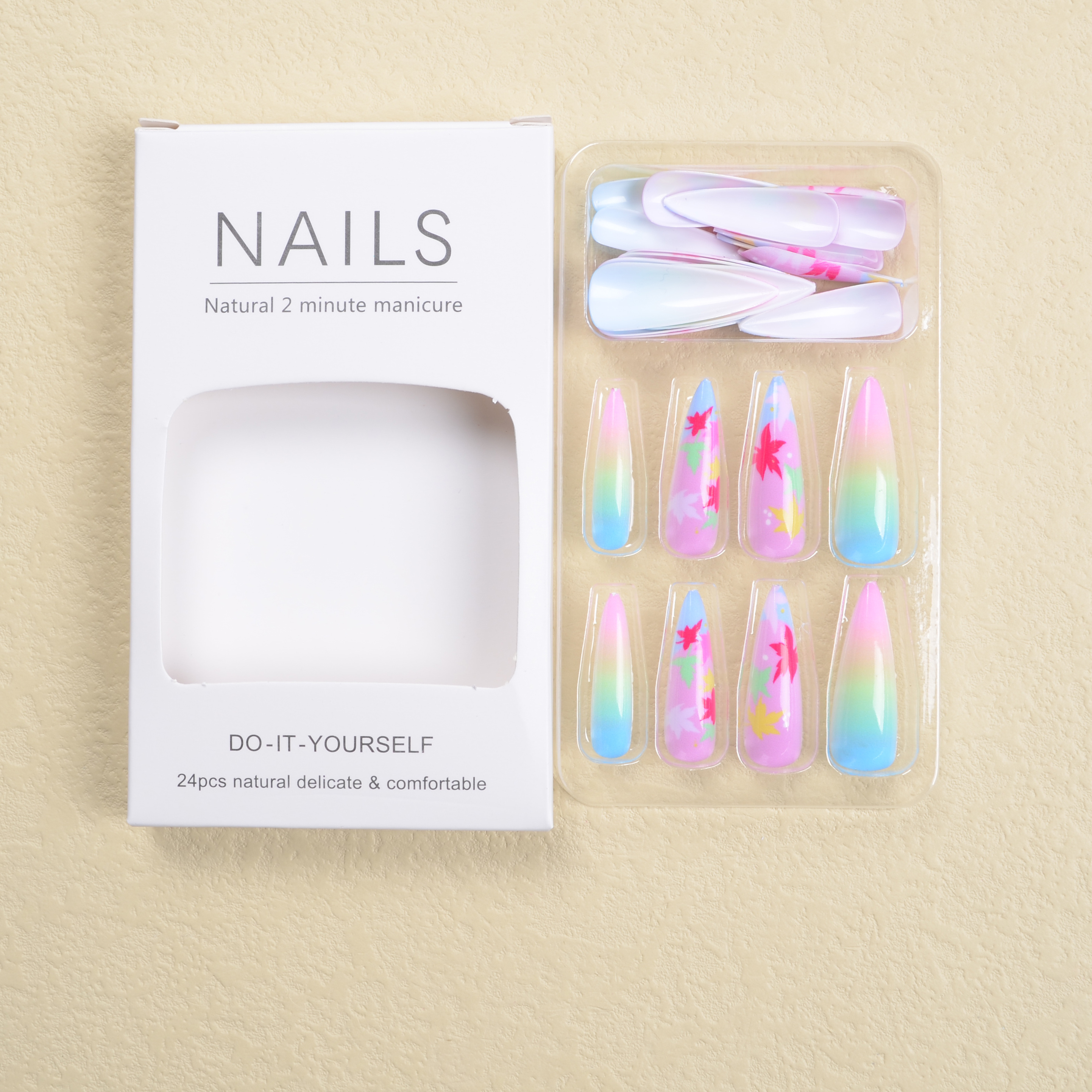 Colorful Gradient Nails Extra Long Stiletto Press Nails - Temu
