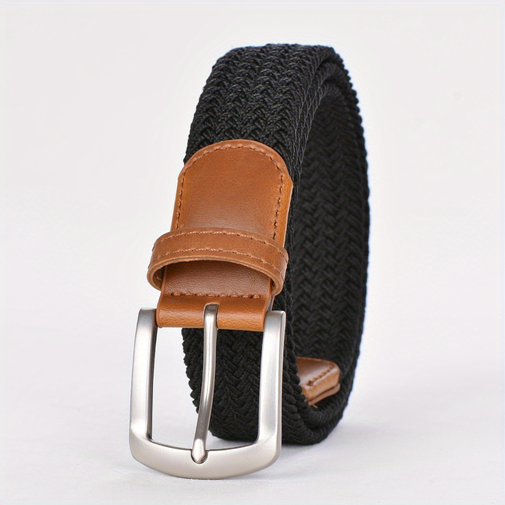 Unisex Elastic Leather Belt Men's Stretch Woven Braided Belt - Temu