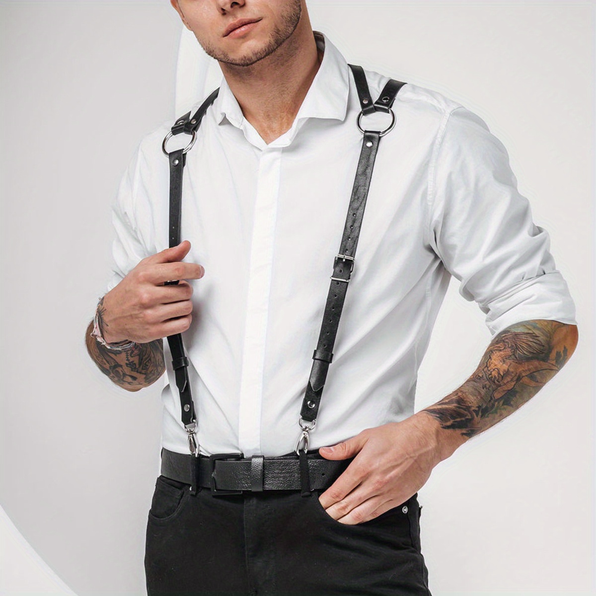 Men Suspenders Heavy Duty Back Belt Adults Adjustable Pants Brace for  School Choir