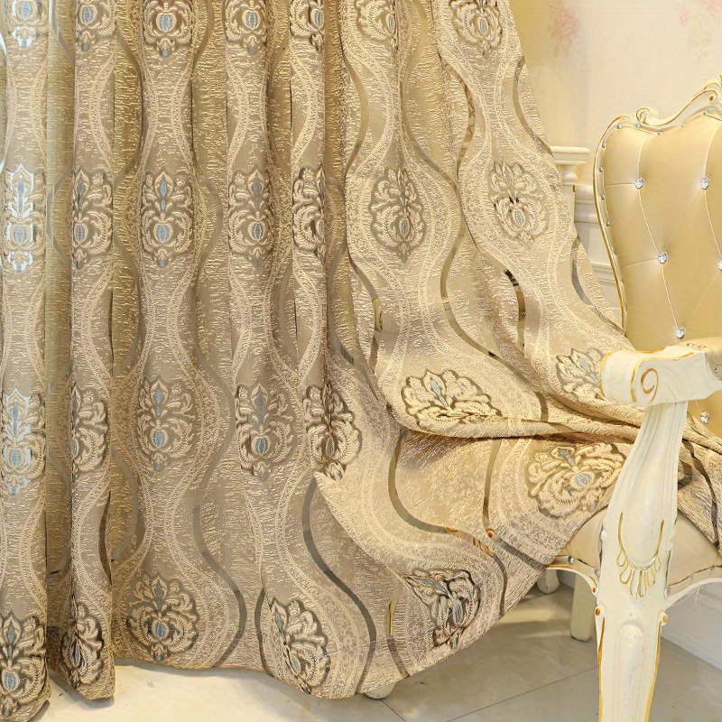 1pc european style retro jacquard wavy curtains window treatment for bedroom office   room study home decor details 3