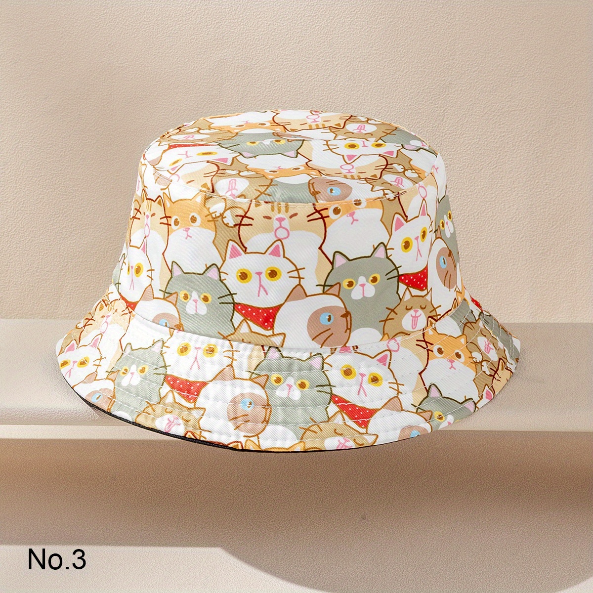 Children's Bucket Hat Warm Romantic Cute Cat Pattern Random - Temu