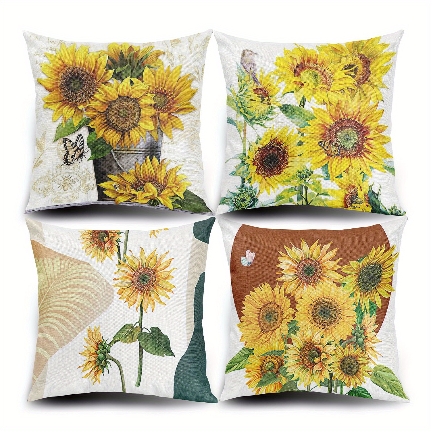 4 Piezas/set Fundas De Almohada Temáticas De Granjas Que Incluyen  Girasoles, Camiones, Fundas De Cojines Impresas Con Lemas Sin Relleno De  Almohada, Perfectas Para Decoración Y Regalo En Casa, Sofá O Comedor.