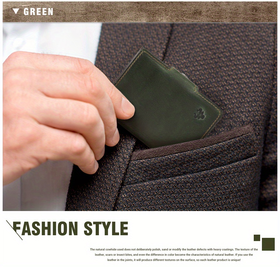 Paul Foreign Trade Oil Wax Crazy Horse Cowhide Coin Pocket Automatic Card RFID Metal Card Box Leather Card Bag