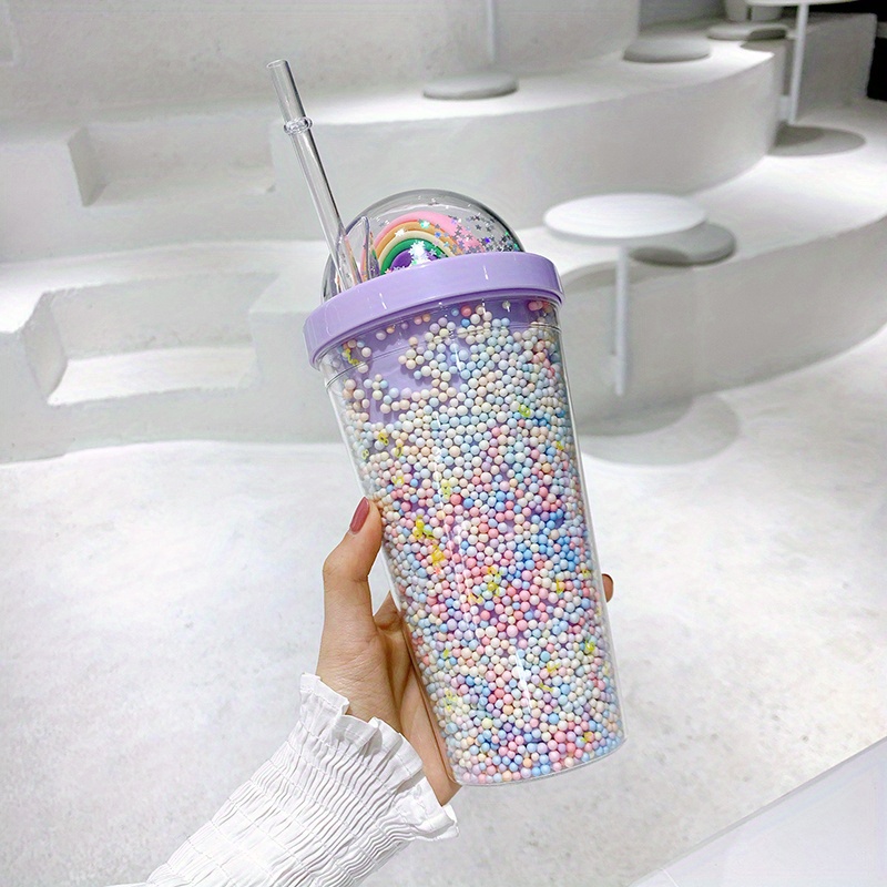 Double Wall Kawaii Water Bottle Glitter Double Wall Water - Temu