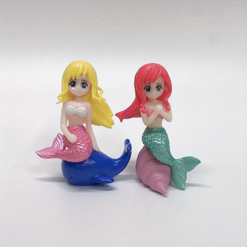 Cute Mermaid Figurines Collectible Toys Pvc Car Ornaments - Temu