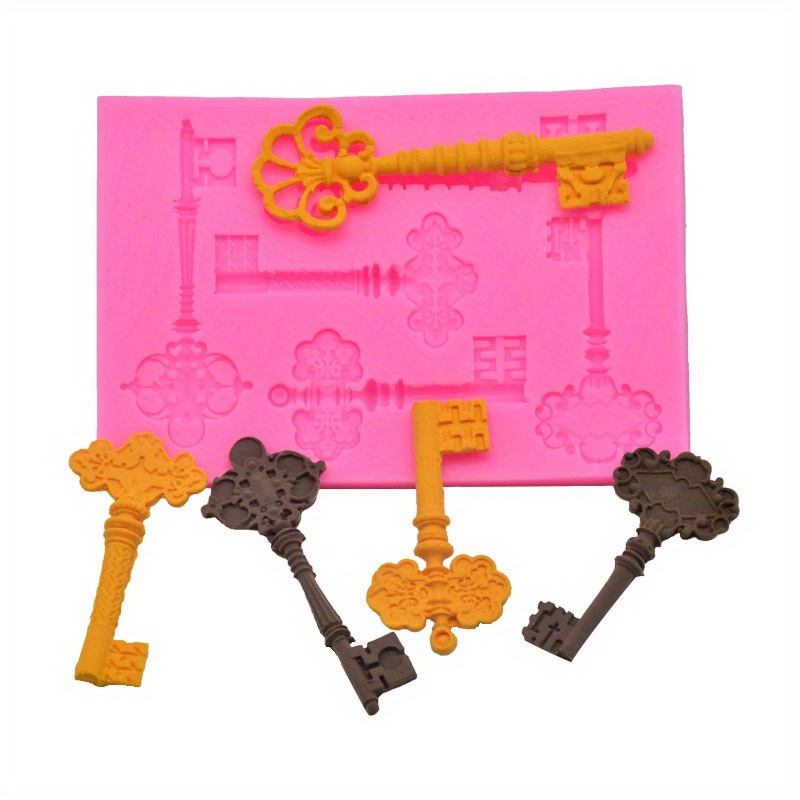 Skeleton Key Chocolate Mold 5 Cavity 3d Silicone Mold - Temu