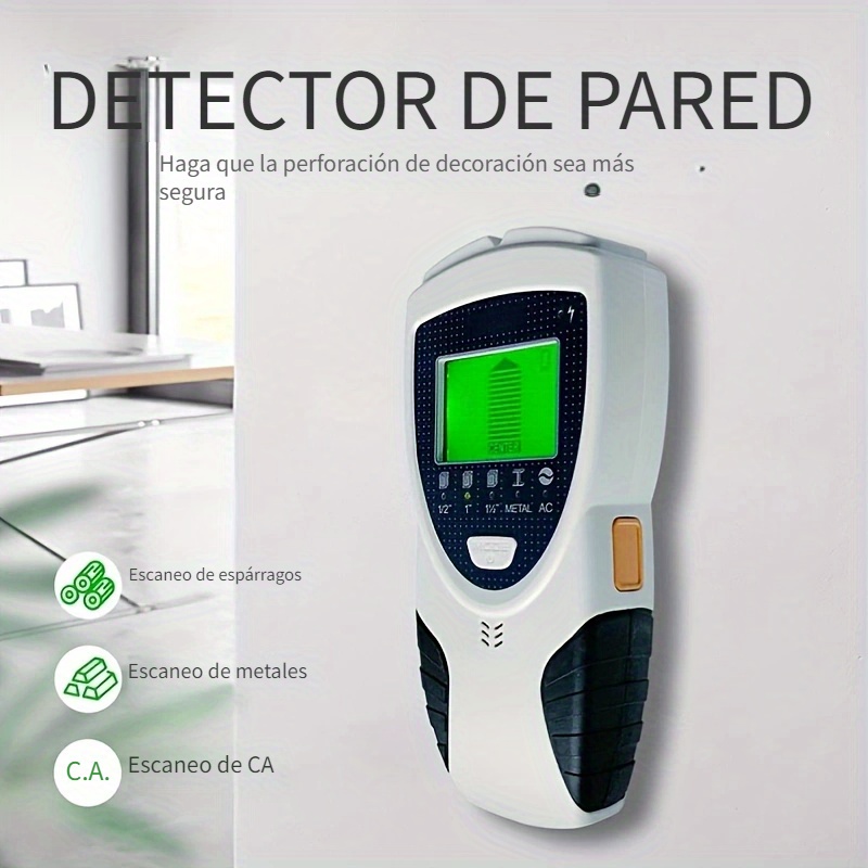 Detector de Materiales en Paredes. Multifuncional Encuentre Metales,  Madera, Cables, Tuberias. Pantalla LCD.