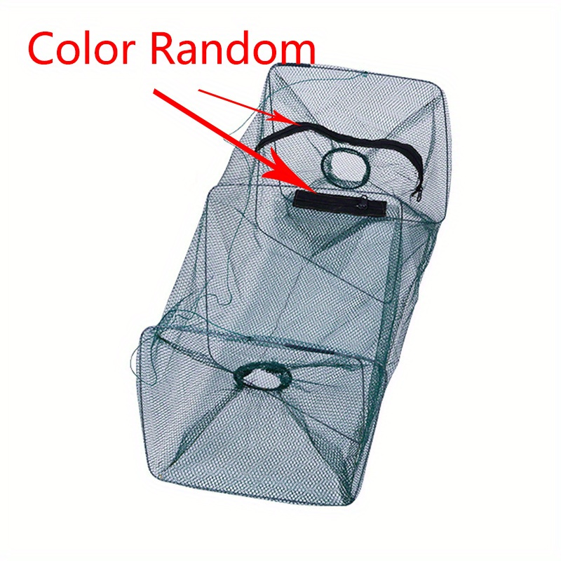 Crawfish Trap,Foldable Fishing Bait Trap Cast Net Cage for Catching Small Bait  Fish Eels Crab Lobster Shrimp,4 Holes 