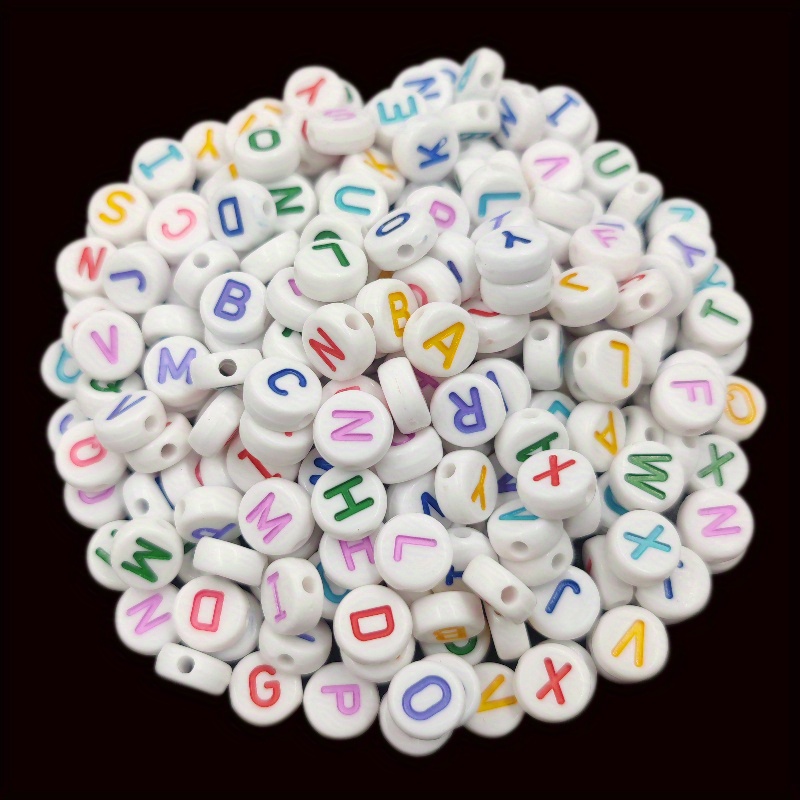 Acrylic Round Beads Washed Mixed White Color Letters Round - Temu